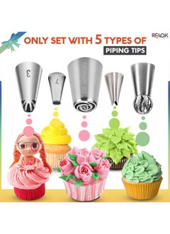 RFAQK 150PCs Russian Piping Tips for Cake Decorating - Piping Bags and Tips Set include 25 Extra Large Russian Tips,31 Icing Tips, 41 Pastry Bags & Other Frosting Tools for Cookie, Cupcake & Cake Decoration  - Image 5