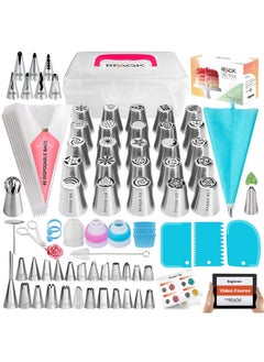 RFAQK 150PCs Russian Piping Tips for Cake Decorating - Piping Bags and Tips Set include 25 Extra Large Russian Tips,31 Icing Tips, 41 Pastry Bags & Other Frosting Tools for Cookie, Cupcake & Cake Decoration  - Image 1