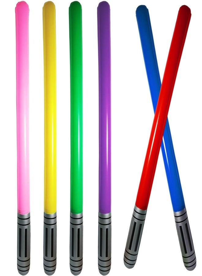 EaciTown 6 Pcs Inflatable Light Saber Sword Ballon Inflatable Lightsaber Swords for Star Themed Birthday Party Goodie Bag Stuffers Halloween Knight Cosplay Accessory - Image 1