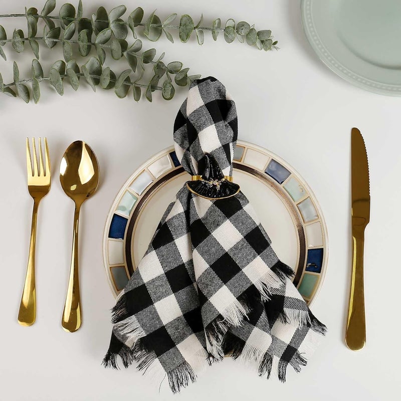 LogHog Classic Buffalo Checks Cloth Napkins with Fringe Set of 12 17x17 Inches 100 Cotton Farmhouse Napkins SoftReusable Napkins for Daily Use Halloween Christmas Decor - Image 5