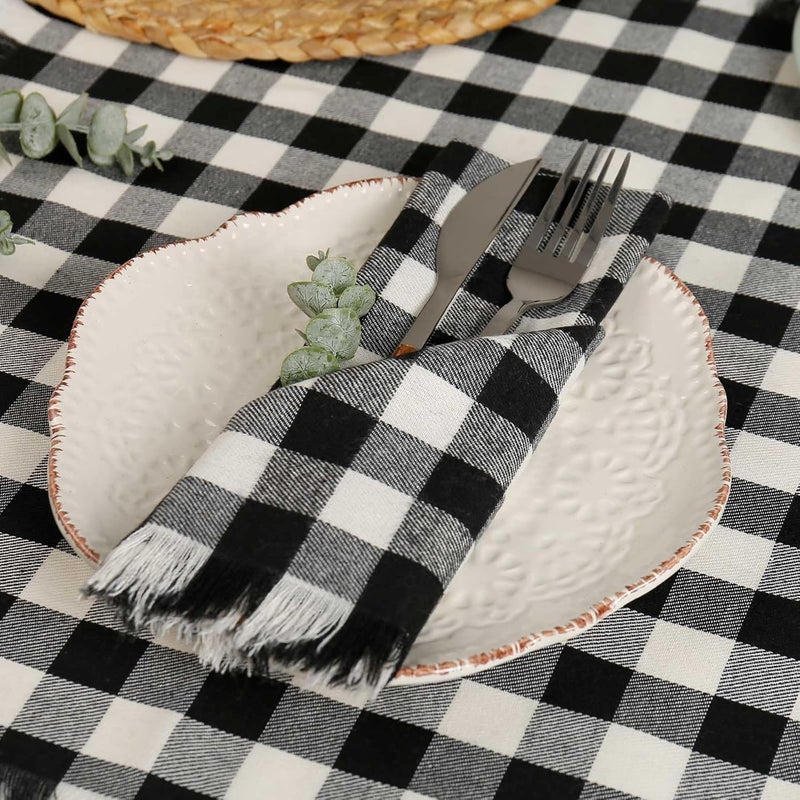 LogHog Classic Buffalo Checks Cloth Napkins with Fringe Set of 12 17x17 Inches 100 Cotton Farmhouse Napkins SoftReusable Napkins for Daily Use Halloween Christmas Decor - Image 3
