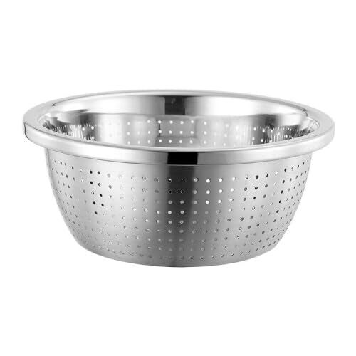 Snevad Stainless Steel Microporous Colander Bowl Set with Mixing Bowl Kitchen Strainer with Basin for Washing Vegetables Fruit Salad and Rice Pasta and for Draining Cooked Dishwasher Safe Grater - Image 1