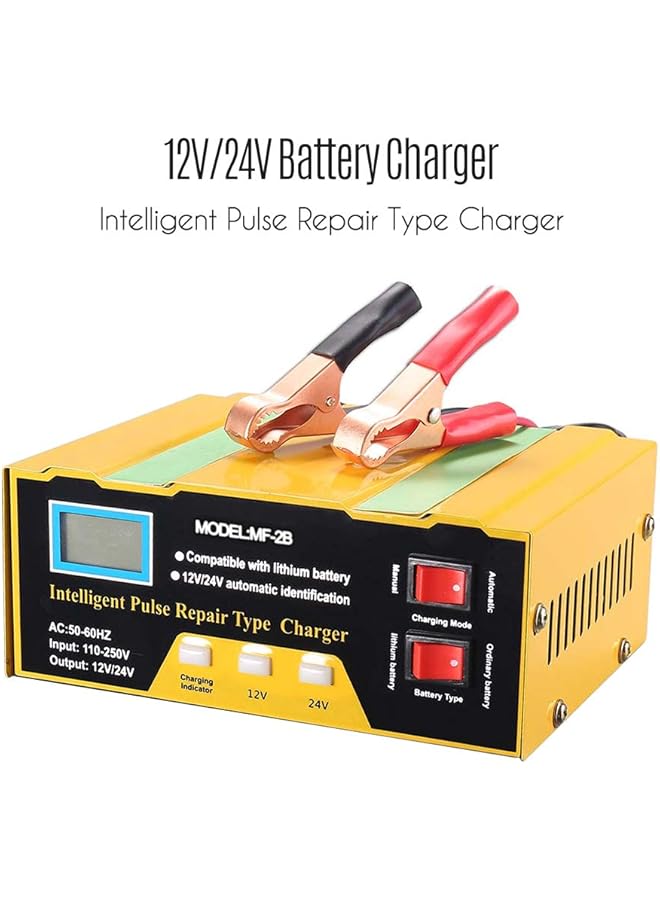 فيستنايت شاحن بطارية ذكي 12 فولت/24 فولت مع شاشة رقمية لإصلاح نبضات البطارية لخلايا السيارة والدراجات النارية، قابس المملكة المتحدة - Image 3