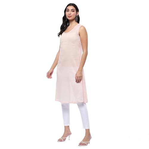 Biba Pink Georgette Straight Kurta - Image 2