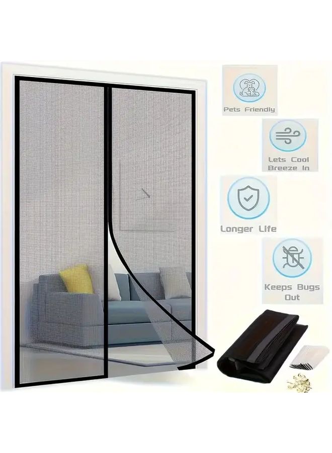 Classic Magnetic Mosquito Net Door Curtain Easy Install Breathable Polyester Blend - Image 2