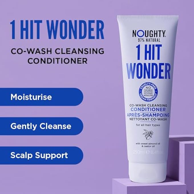 NOUGHTY 97% NATURAL 1 HIT WONDER CO-WASH NON FOAMING 2 IN 1 SHAMPOO AND CONDITIONER WITH SWEET ALMOND OIL AND CASTOR OIL, SULPHATE FREE VEGAN HAIRCARE 250ML - Image 3