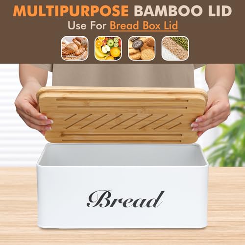 RYTOXILO Bread Slicer for Homemade Bread with Box, White Bread Storage for Kitchen Countertop with 3 in 1 Bamboo Lid, Bread Loaf Slicers Machine with Slicing Guide for Sandwich, Sourdough - Image 5