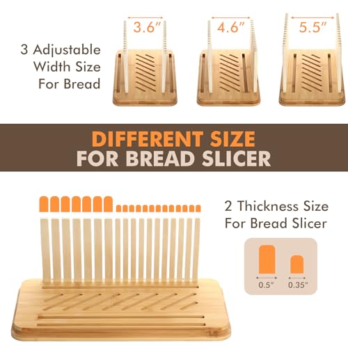 RYTOXILO Bread Slicer for Homemade Bread with Box, White Bread Storage for Kitchen Countertop with 3 in 1 Bamboo Lid, Bread Loaf Slicers Machine with Slicing Guide for Sandwich, Sourdough - Image 3