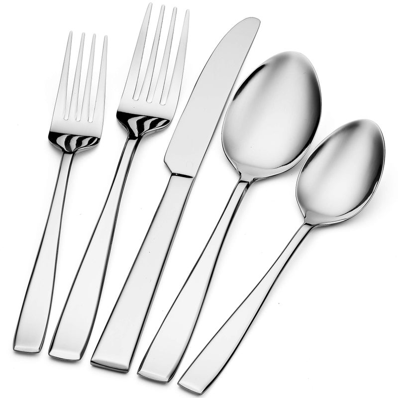 Godinger Silverware Set Flatware Sets Mirrored Stainless Steel Cutlery Set Spoons Forks Knives 20 Piece Set Service for 4