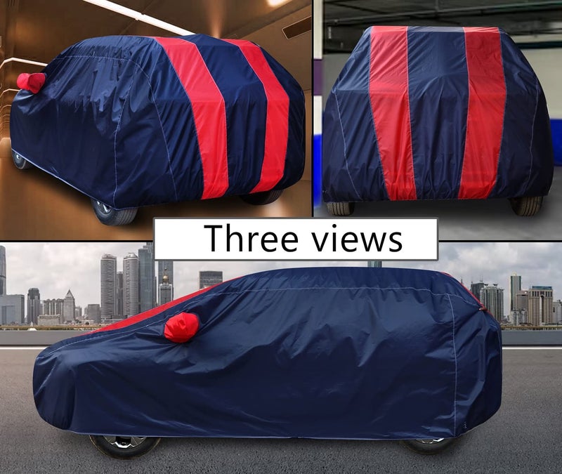 Auto Hub Car Cover Compatible with Maruti Wagonr (Model-2019-Till Date) with Mirror Pocket, Water Resistant, Triple Stitched, Wagonr New Car Cover- Navy Red - Image 4
