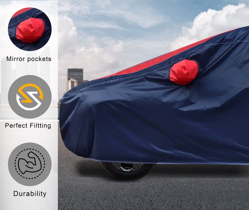 Auto Hub Car Cover Compatible with Maruti Wagonr (Model-2019-Till Date) with Mirror Pocket, Water Resistant, Triple Stitched, Wagonr New Car Cover- Navy Red - Image 3