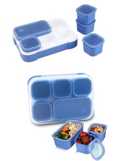 TAPIT 1000ml Lunch Box for Kids, Student BPA-free Plastic Bento Box for School, Leakproof Food Container with Lids for Babies, Boys and Girls (Blue)  - Image 1