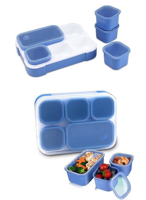 1000ml Lunch Box for Kids, Student BPA-free Plastic Bento Box for School, Leakproof Food Container with Lids for Babies, Boys and Girls (Blue)