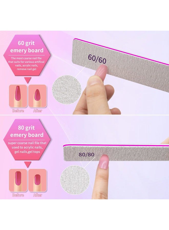 METEOROCK Professional Nail File Double Sided 80/80 Grit Nail Files Manicure Tools for Nail Grooming and Styling, 12 Pcs File Nail for Poly Nail Extension at Salon - Image 2
