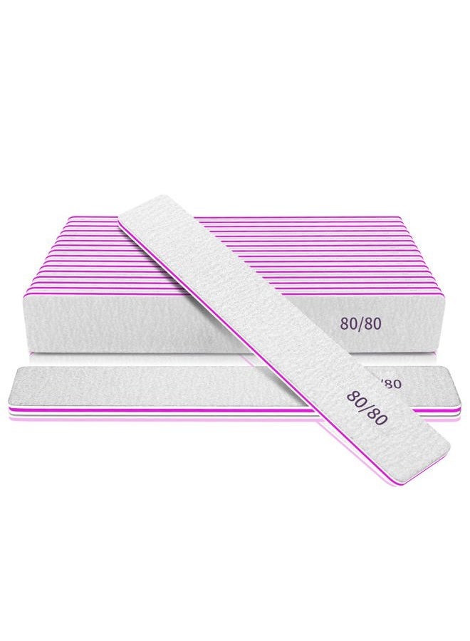 METEOROCK Professional Nail File Double Sided 80/80 Grit Nail Files Manicure Tools for Nail Grooming and Styling, 12 Pcs File Nail for Poly Nail Extension at Salon - Image 1