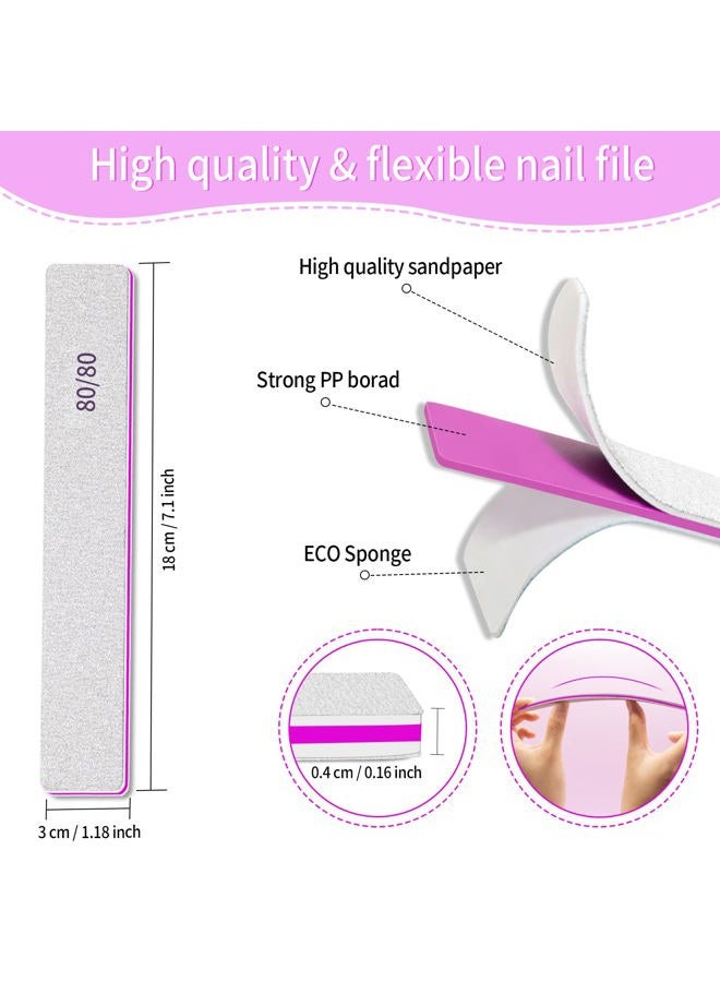 METEOROCK Professional Nail File Double Sided 80/80 Grit Nail Files Manicure Tools for Nail Grooming and Styling, 12 Pcs File Nail for Poly Nail Extension at Salon - Image 5