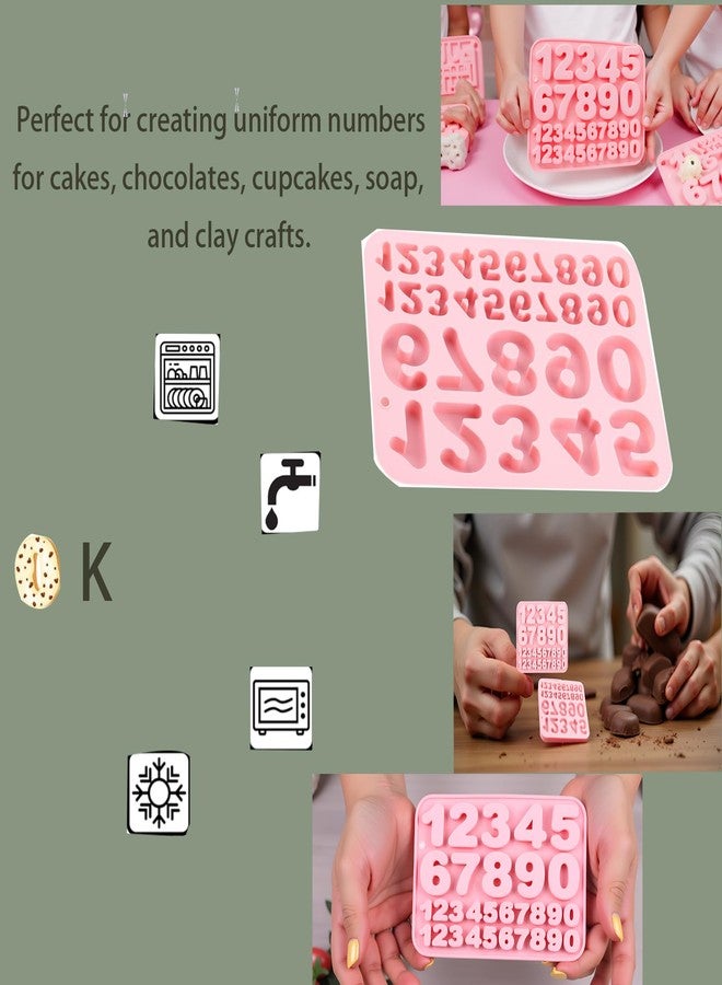 EUGFI 2 Pack Silicone Number Molds - 30 Cavity Medium & Small 0-9 Digit Mold for Baking, Chocolate, Candy, Cupcake, Soap, Clay DIY Decorations (3D Numbers, Reusable & Flexible)" - Image 5