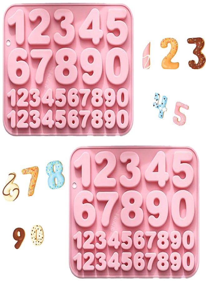 EUGFI 2 Pack Silicone Number Molds - 30 Cavity Medium & Small 0-9 Digit Mold for Baking, Chocolate, Candy, Cupcake, Soap, Clay DIY Decorations (3D Numbers, Reusable & Flexible)" - Image 1