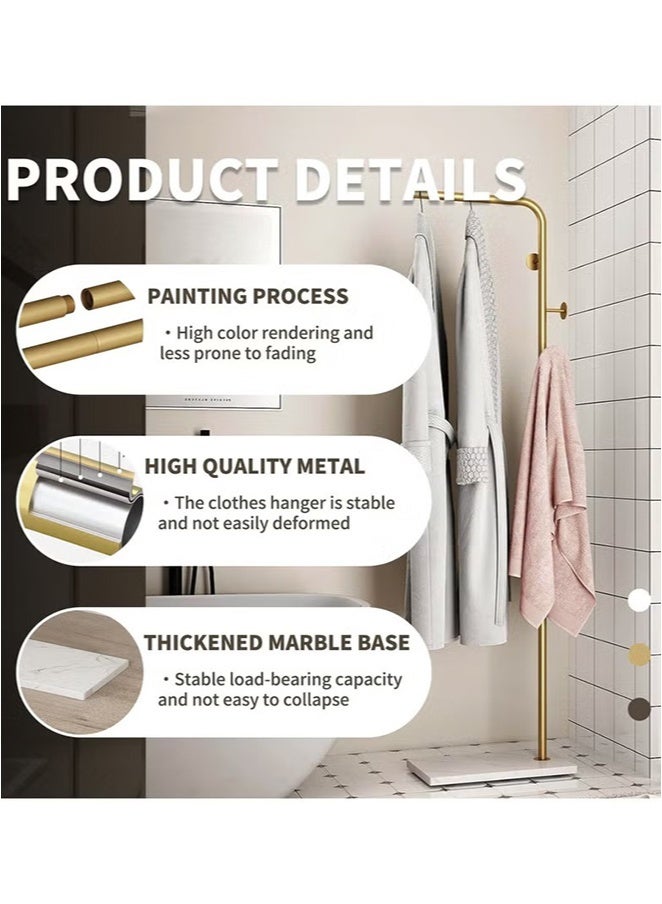 JOGAMS Metal Coat Rack Freestanding with Natural Marble Base 170cm Entryway Coats Hanger Stand with 3 Hooks Home Bedroom Hotel Hall Tree for Coats Hats Scarves Clothes and Handbags - Image 2