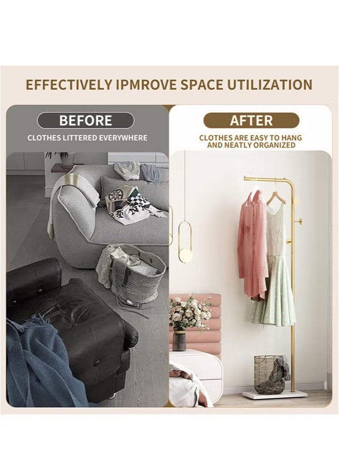 JOGAMS Metal Coat Rack Freestanding with Natural Marble Base 170cm Entryway Coats Hanger Stand with 3 Hooks Home Bedroom Hotel Hall Tree for Coats Hats Scarves Clothes and Handbags - Image 3