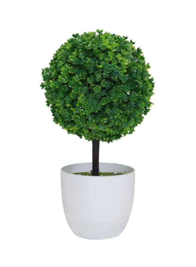 Artificial Bonsai Topiary With Pot Green/White 18x18x8cm