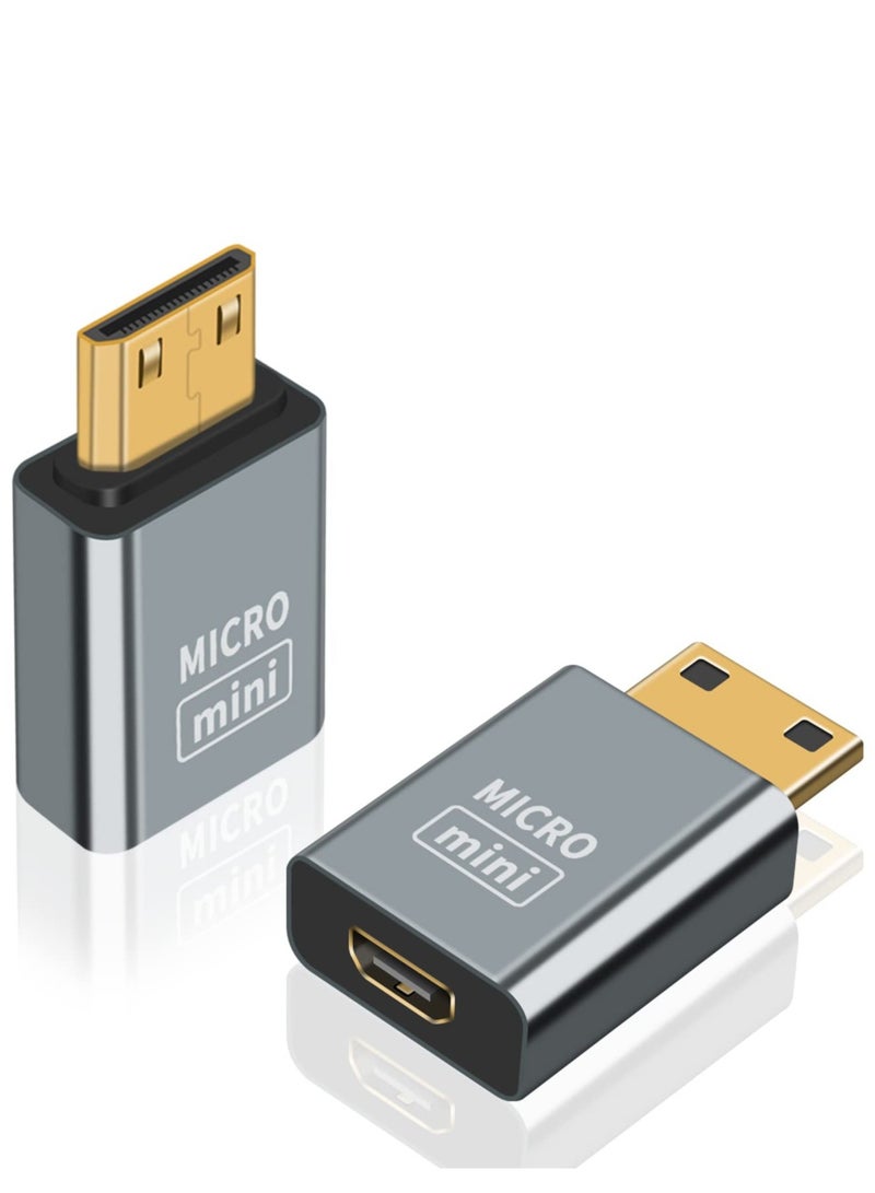 Excefore 2 Pack Mini HDMI to Micro HDMI Adapter, Mini HDMI Male to Micro HDMI Female Convertor Adapter, 3D 4K@60Hz, Suitable for Camera, Monitor, Laptop, Projector, UltraHD - Image 1