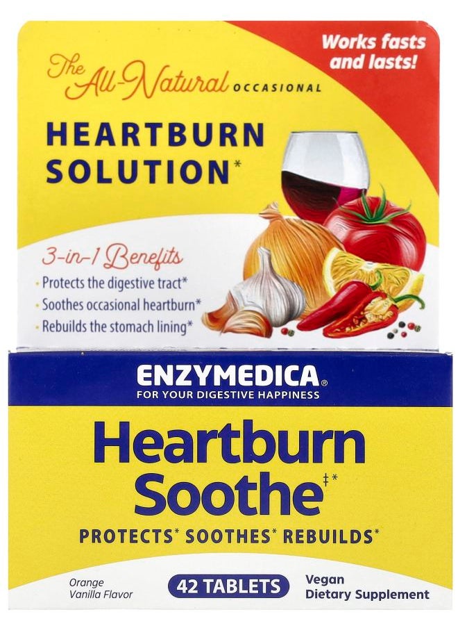 ENZYMEDICA Heartburn Soothe Orange Vanilla 42 Tablets 