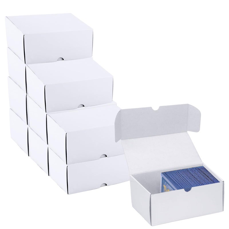 XRACV Toploader Trading Card Storage Box, 10-Pack 100 Count White Corrugated Cardboard Bulk Sports Top Loaders Storage Box for TCG/Magic/Mtg Basketball Cards, Collectible Trading Card Organizer - Image 1