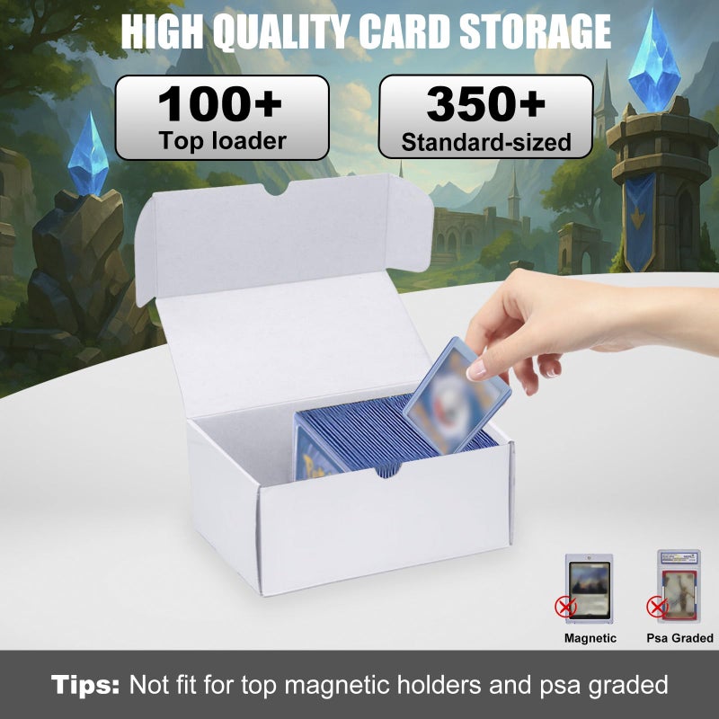 XRACV Toploader Trading Card Storage Box, 10-Pack 100 Count White Corrugated Cardboard Bulk Sports Top Loaders Storage Box for TCG/Magic/Mtg Basketball Cards, Collectible Trading Card Organizer - Image 2