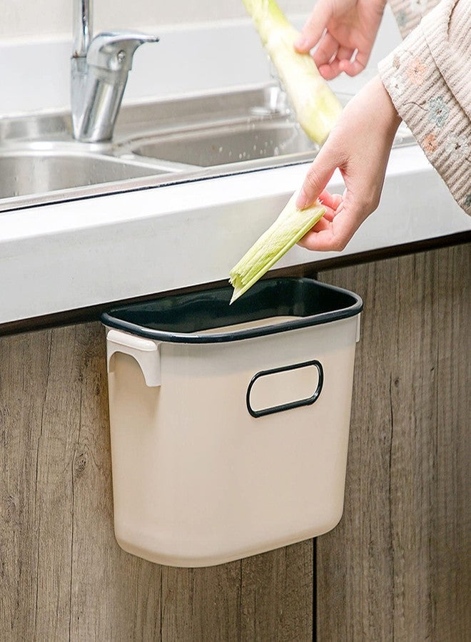 wolpin Plastic Kitchen Dustbin Modern Lightweight Cabinet Door Hanging Garbage Bin For Home/Office Waste Bin With Handle (7 Liters, Beige), Open-Top - Image 1