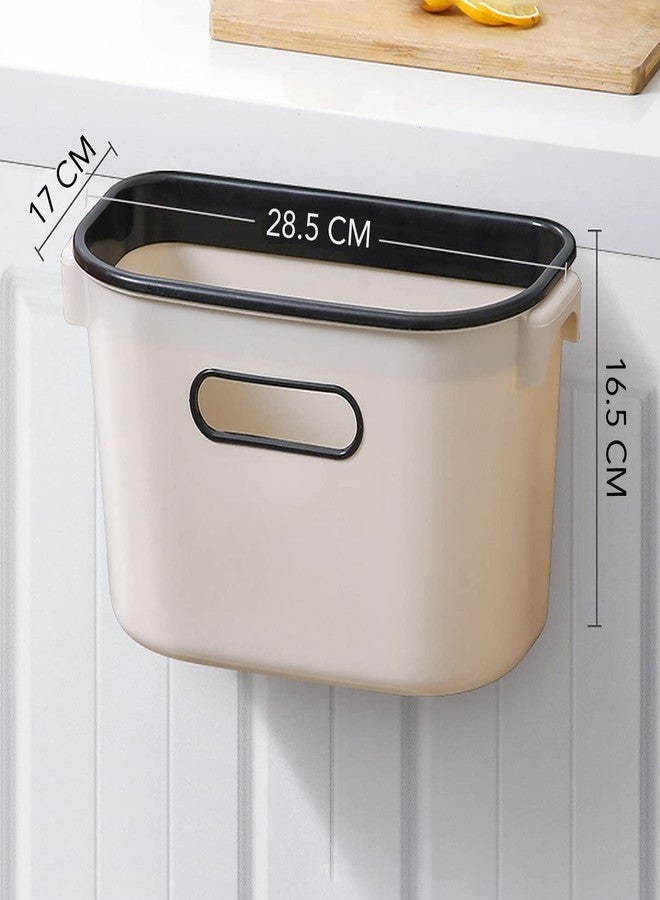 wolpin Plastic Kitchen Dustbin Modern Lightweight Cabinet Door Hanging Garbage Bin For Home/Office Waste Bin With Handle (7 Liters, Beige), Open-Top - Image 2