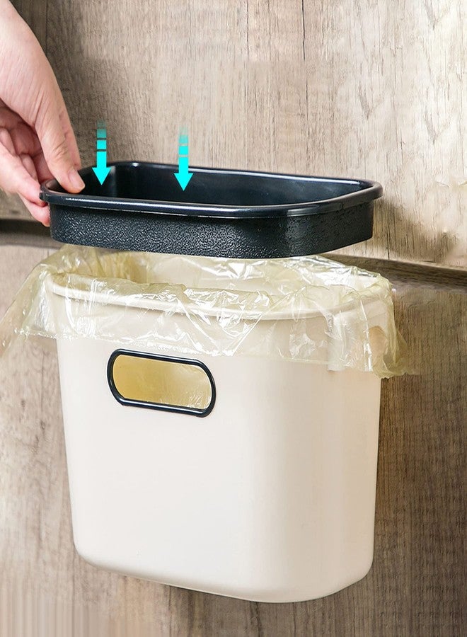 wolpin Plastic Kitchen Dustbin Modern Lightweight Cabinet Door Hanging Garbage Bin For Home/Office Waste Bin With Handle (7 Liters, Beige), Open-Top - Image 3