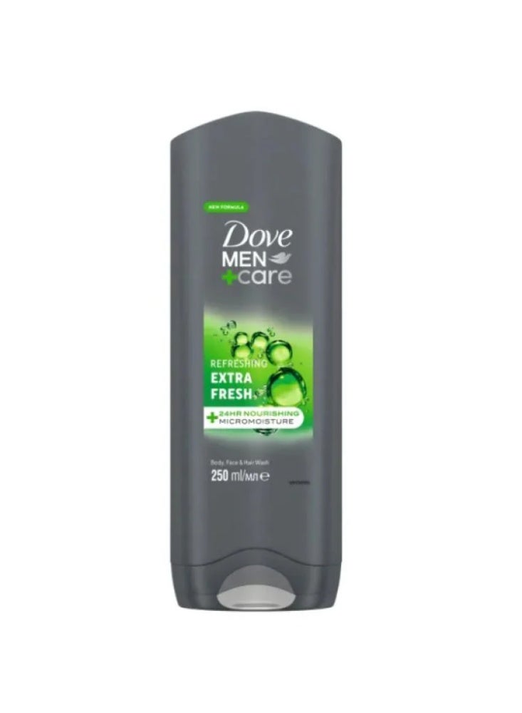 دوف إكسترا فريش غسول للرجال للجسم والوجه والشعر من دوف - 250 مل