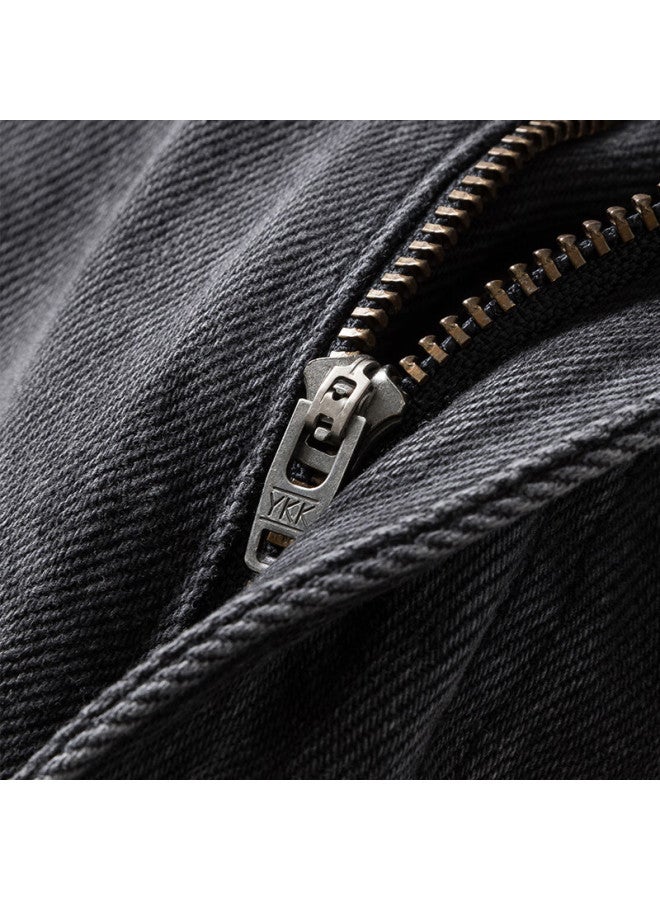 Markless Men's Autumn And Winter Jeans, Washed Loose Comfortable Straight-leg Pants, Casual Trousers, 4007 Denim Gray, L - Image 2