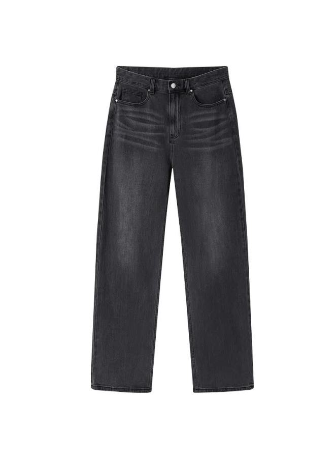 Markless Men's Autumn And Winter Jeans, Washed Loose Comfortable Straight-leg Pants, Casual Trousers, 4007 Denim Gray, L - Image 3