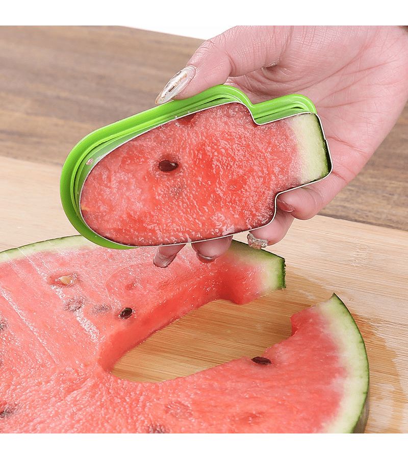 1 Stainless Steel Watermelon Slicer Popsicle Mold Cake Mold Green Handle Easy Use Manual Fruit Slicer Food Grade Party Snack Maker Summer Kitchen Tool - Image 5