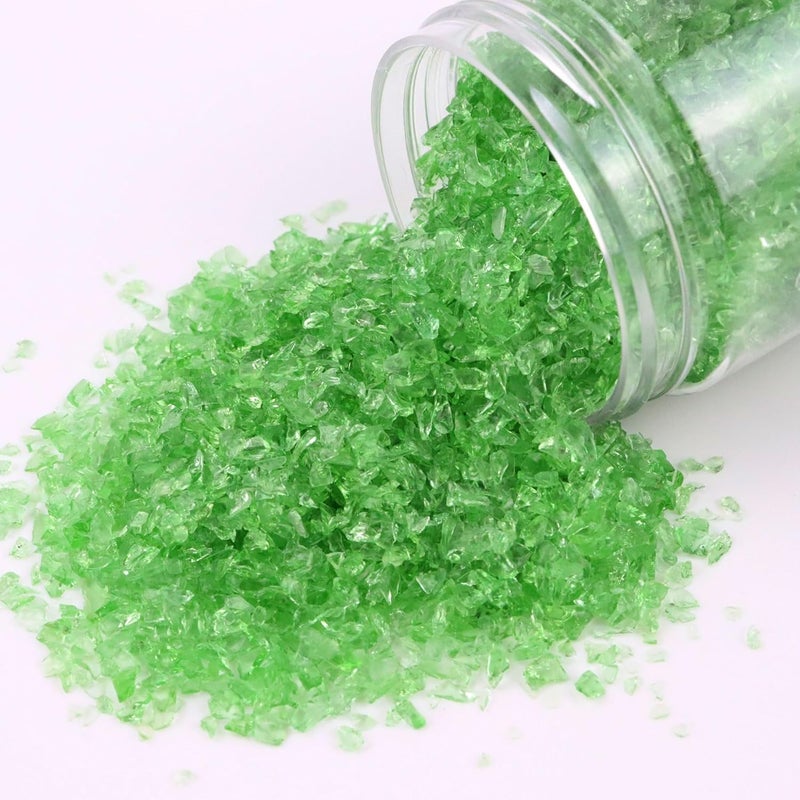 orgner 950g Light Green Crushed Glass: High Luster Shiny Uneven 2-6mm Recycled Glass for Natural Resin, Botanical Crafts, Calming Decor, Garden, DIY. - Image 1