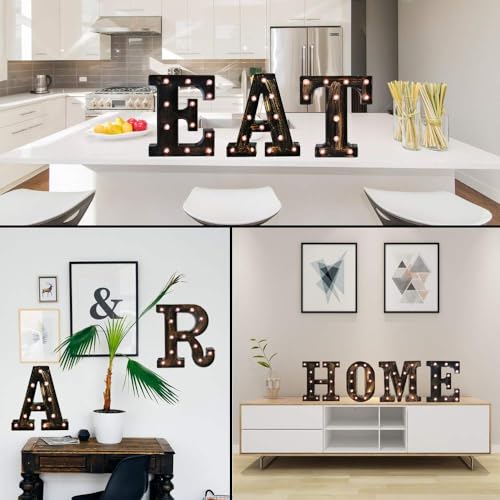 OYCBUZO Golden Black Led Marquee Letter - Industrial, Vintage Style Light Up Alphabet Letter Sign for Cafe Wedding Birthday Party Christmas Lamp Home Bar Initials Decor - L - Image 4