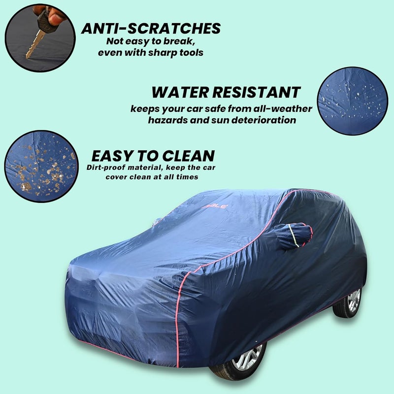 Able Parashuit Blue WR Series Car Body Cover with Mirror Pockets and Driver Door Zipper Compatible for Mahindra REVA E20 (2013 to 2017 Model) - Image 5