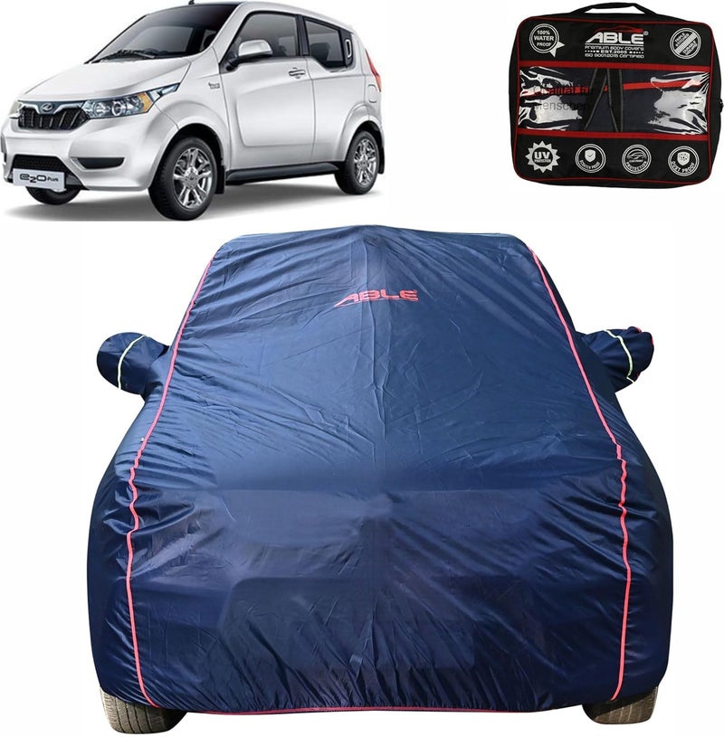 Able Parashuit Blue WR Series Car Body Cover with Mirror Pockets and Driver Door Zipper Compatible for Mahindra REVA E20 (2013 to 2017 Model) - Image 1