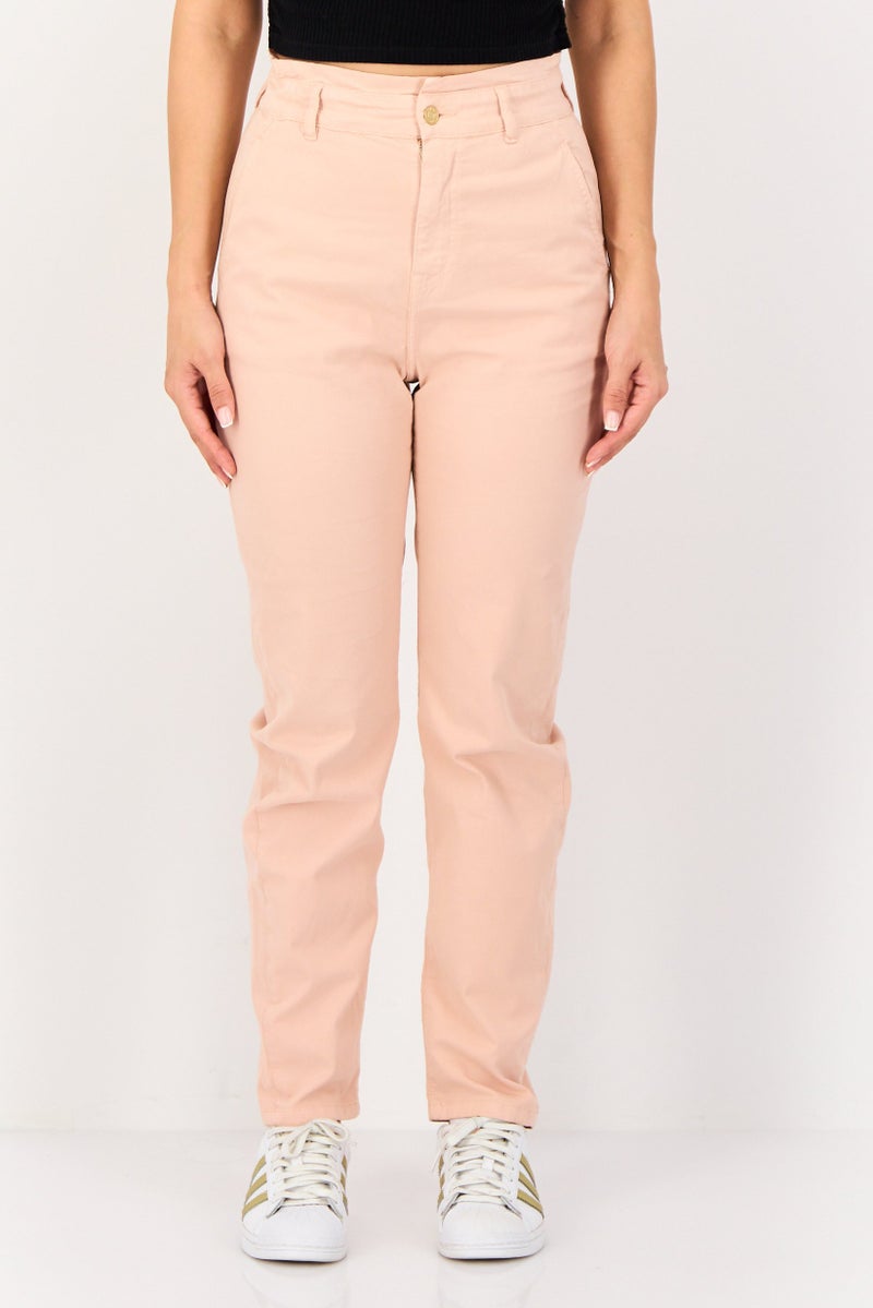 Reiko Women Regular Fit Solid Straight Leg Pants, Dusty Pink - Image 1