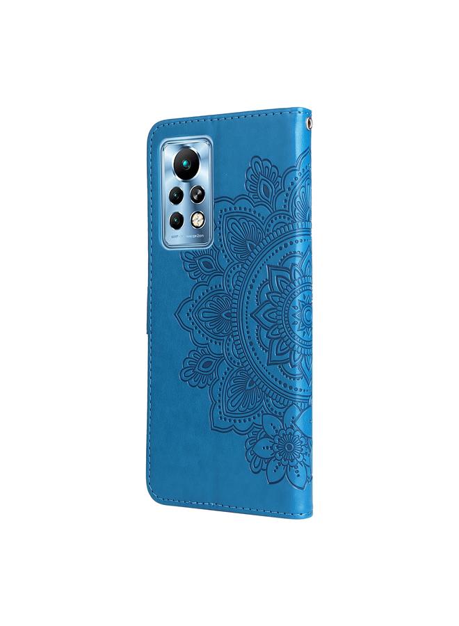 اس-توب جراب لهاتف Infinix Note 11 Pro/Note 11s، جراب جلدي أفقي قابل للطي، مزين بنقوش زهور 7 بتلات - Image 3