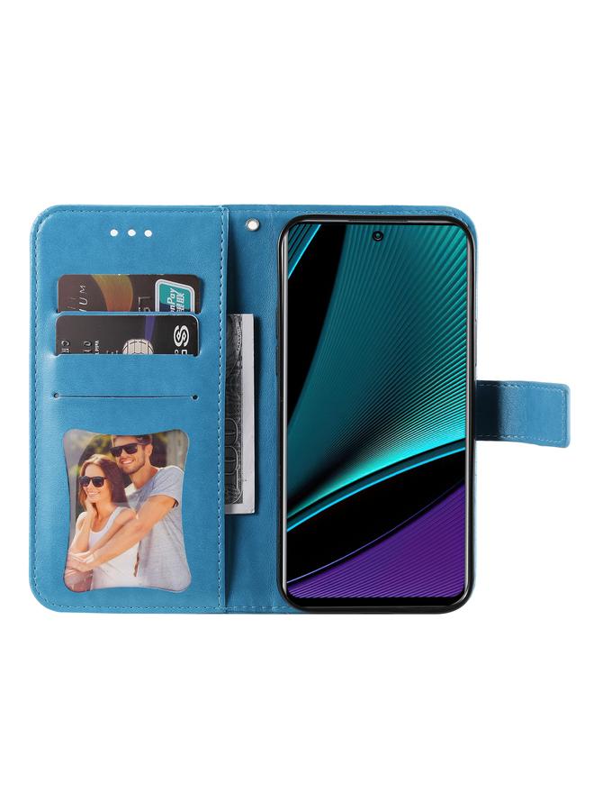 اس-توب جراب لهاتف Infinix Note 11 Pro/Note 11s، جراب جلدي أفقي قابل للطي، مزين بنقوش زهور 7 بتلات - Image 4