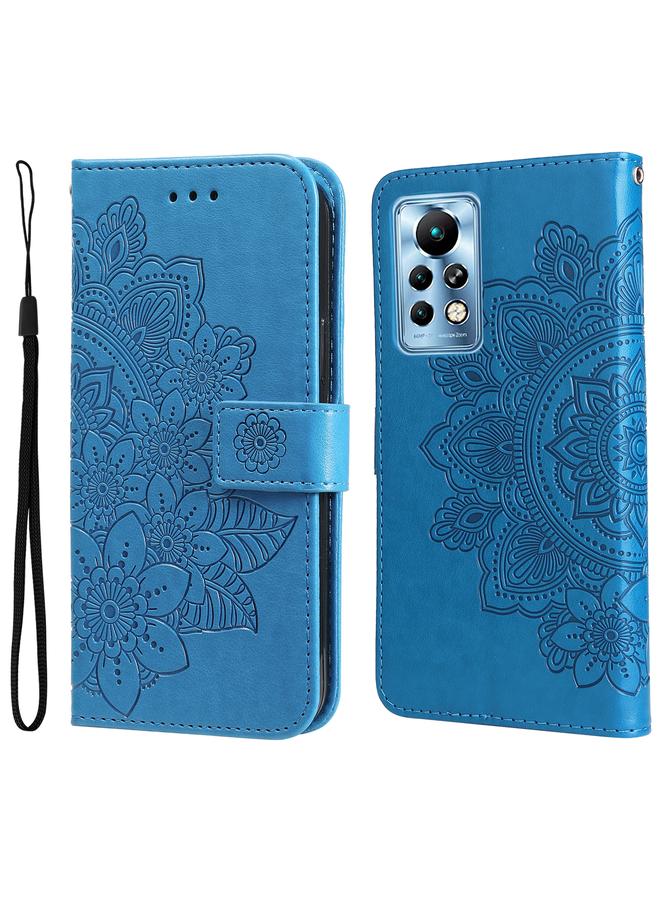 اس-توب جراب لهاتف Infinix Note 11 Pro/Note 11s، جراب جلدي أفقي قابل للطي، مزين بنقوش زهور 7 بتلات - Image 1