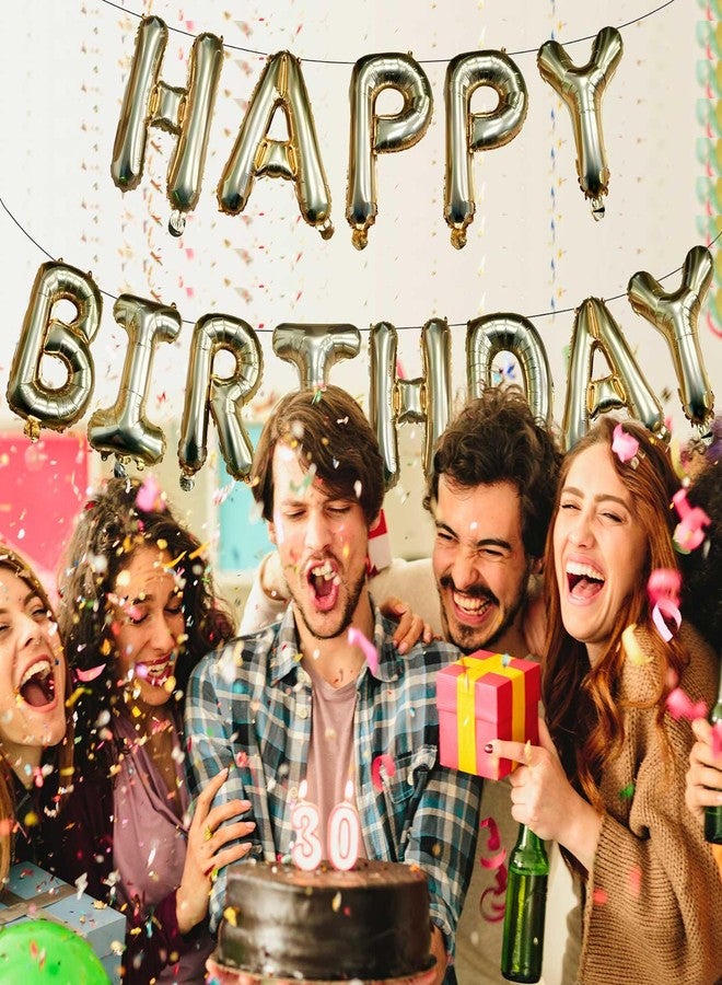 KALOR Retro Gold Happy Birthday Balloons Banner,16 Inch Mylar Foil Letters Sign,Reusable Balloons for Women, Men, Boys & Girls Birthday Decorations Party Supplies - Image 4