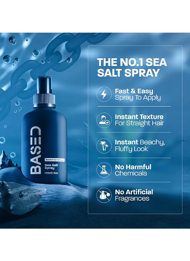 Based BASED BODYWORKS Sea Salt Spray, Natural Finish Sea Salt Spray For Hair, Gives Volume And Texture, Enriched With Seaweed And Vitamin B5, Lightweight And Non-Greasy, Paraben Free, 170ML/6OZ  - Image 2