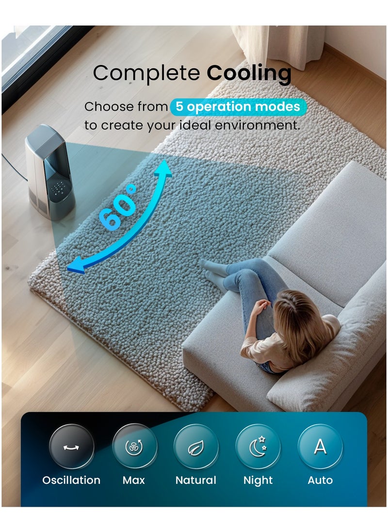 Pro Breeze - Pro Breeze 40" Bladeless Tower Fan - Ultra Quiet Standing Portable Air Circulator with Remote Control, Timer, LED Display & 10 Speeds - Silver - Image 1