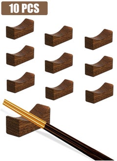 10 Pcs Wooden Chopstick Rests and Holders for Home, Hotel, Resta, urant Natural Premium Chopsticks Holders, Spoon Fork Knife Stand Rack Set