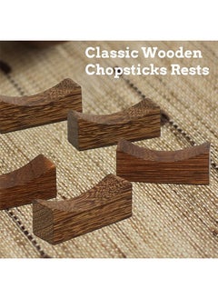 HY 10 Pcs Wooden Chopstick Rests and Holders for Home, Hotel, Resta, urant Natural Premium Chopsticks Holders, Spoon Fork Knife Stand Rack Set  - Image 3