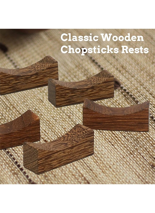 HY - 10 Pcs Wooden Chopstick Rests and Holders for Home, Hotel, Resta, urant Natural Premium Chopsticks Holders, Spoon Fork Knife Stand Rack Set - Image 1